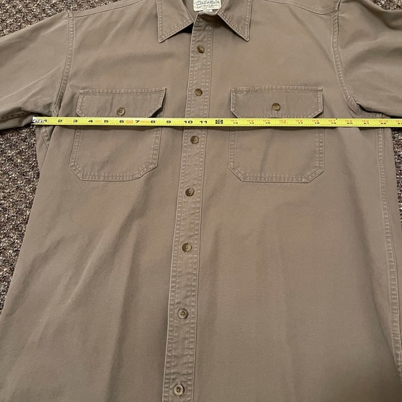 Cabela's Roughneck Stonewash Rugged Button Front Short Sleeve Shirt Brown Mens M - Picture 10 of 11
